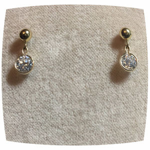 14K Yellow Gold 4MM Ball Stud & 5MM CZ Bezzel Set